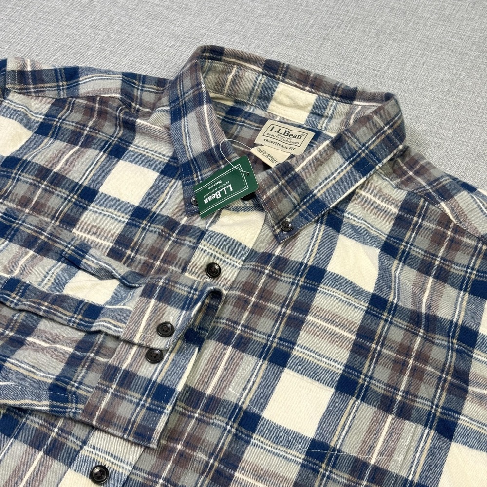 L.L. Bean Scotch Plaid Flannel Button-Up Shirt Mens XLT Multicolor Long Sleeve